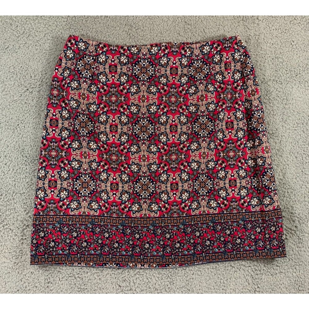 Talbots A-Line Skirt Women's Size 16W Pink Floral Stretch Regular Fit Front Zip - Picture 1 of 8